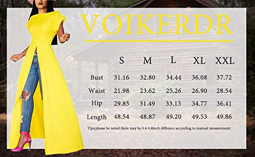 Voikerdr Womens Casual Crew Ncek Short Sleeve Jumpsuits Solid Open Front Split Wide Leg Jumpsuit Rompers Yellow M #TOP4