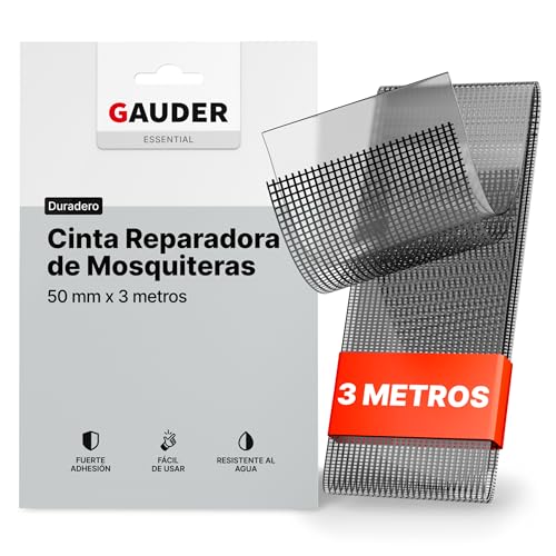 Gauder Cinta De Reparación De Mosquitera - Kit Reparación Insectos En Fibra De Vidrio Autoadhesiva - Parche Para Ventana, Puerta, Porche 3 M X 50 Mm - Negro