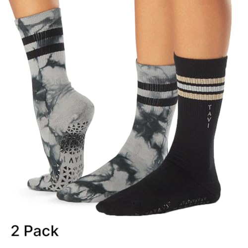 Image of TAVI Kai Crew Grip Socks for Women - Pilates Socks with Non-Slip Grips, Arch Support - Wear for Yoga, Barre, Studio Workouts