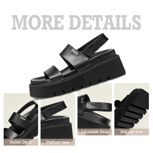 Platform Sandals Women with Back Strap, Open Toe Chunky Sandals with Arch Support, Cute Beach Slides for Casual Outdoor Wear3
