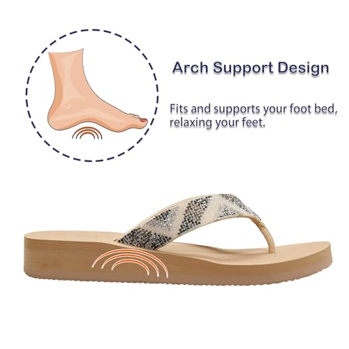 Ampeo Women's Arch Support Flip Flops Comfortable Casual Summer Beach Thong Sandals