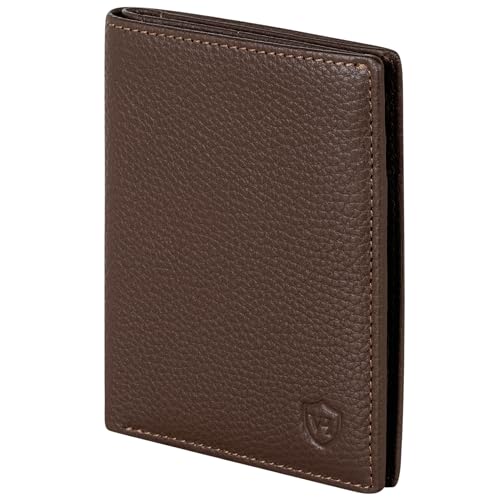 VON HEESEN® Leder Geldbörse Herren & RFID Schutz I Echtleder Geldbeutel für Männer & Damen I Portemonnaie Brieftasche Wallet Portmonee (Braun)