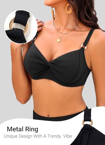 Image of Aqua Eve Women Underwire Bikini Top - Push Up Swimsuit Top Bra Padded Bathing Suit 2026 Twist Front Swimwear