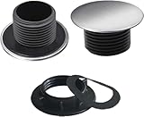 Kitchen Sink Hole Covers Brushed Stainless Steel,Faucet Hole Cover Hole Plug Black, 2Pcs Sink Caps for Top Holes (1.2 to 1.6 Inch in Diameter) (Short Threaded Shank) (A)