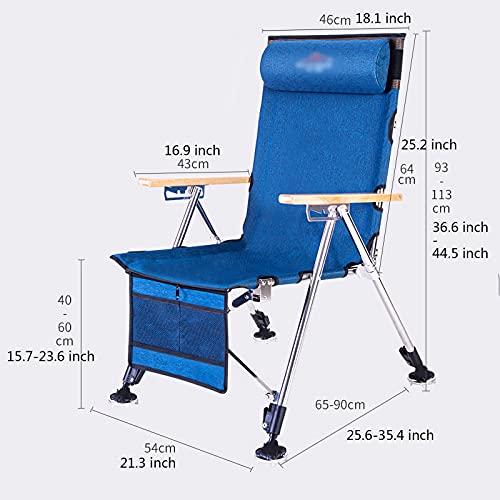 Portable Beach Chair Vissen Stoel Outdoor Camping Apparatuur Draagbare Opvouwbare Leunen Multifunctionele Picknick Wandelen Strand Stool Capaciteit 550 LBS Folding Chairs (Color : Blue) - Image 3