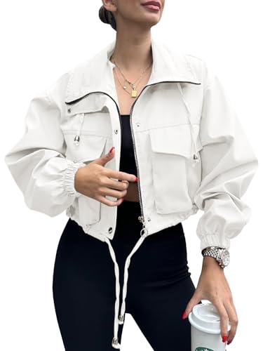 Tankaneo Women's Cropped Lightweight Utility Anorak Jacket