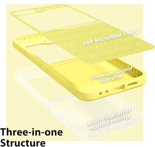 Image of MIDOS Back Cover Compatible with Samsung Z Flip 6 Case Liquid Silicone Full Protection Shock Proof Back Cover for Samsung Galaxy Z Flip 6 (Yellow)