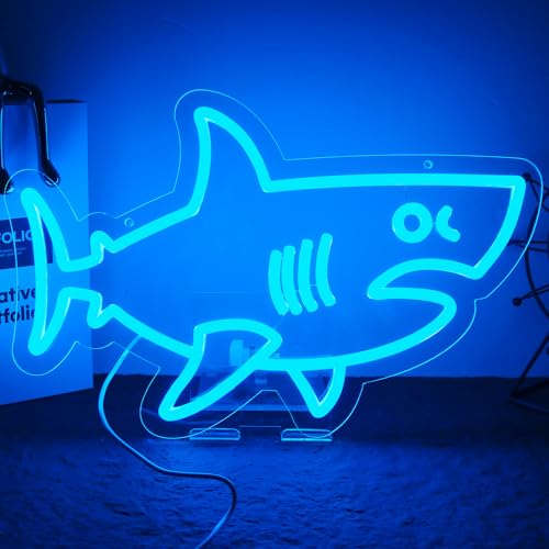 Image of Balanar Shark Neon Signs for Wall Decor,Dimmable USB Powered LED Shark Light Animal Wall Decor Christmas Birthday Gift for Boys Men, Bedroom Living Room Man Cave Home Decoration10*15.7Inch