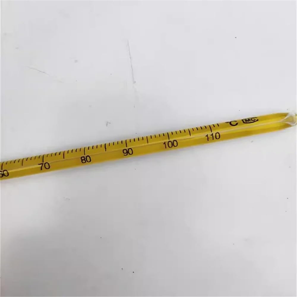 Cristalería de Laboratorio Termómetro de fondo amarillo con varilla de vidrio roja de 30 cm, 0-100 grados, experimental.(0-200 20PCS)