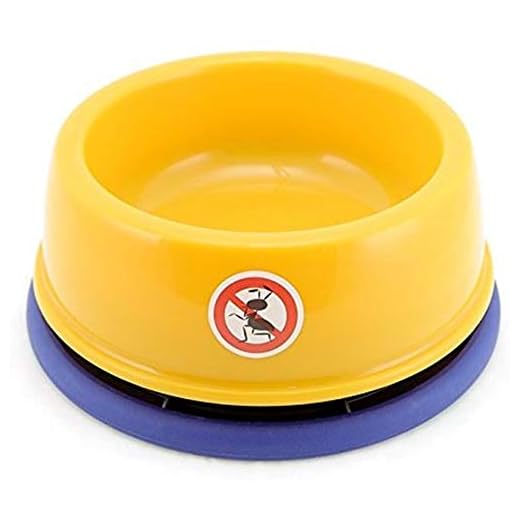 4UtoShop DYL No Ant Pet Bowl SizeM/L (8oz/24Oz) Plastic with Non-Skid Rubber and Unique Design Moat Suitable for Puppy Small Sized Dogs and Cats (L, Yellow)