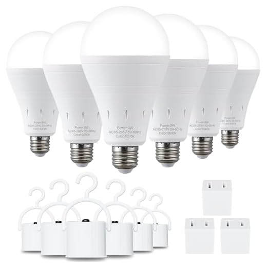 DEBAOBULB 6 Pack Rechargeable Emergency Light Bulbs, Battery Powered Energy Efficient LED Light Bulb 6000K Daylight E26 120 Volt 9W 60W Equivalent with 1200mAh for Home Power Outage Camping Hurricane