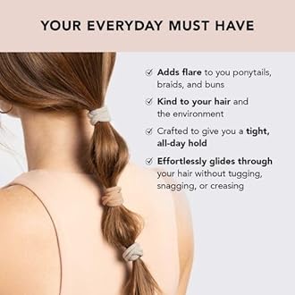 Kitsch Hair Ties No Damage - Strong, Stretchy Hair Bands | Soft Nylon with Glitter Ponytail Holders, Snag-Free Rubber Bands, Perfect for Updos & Braids - Neutral, 12pcs