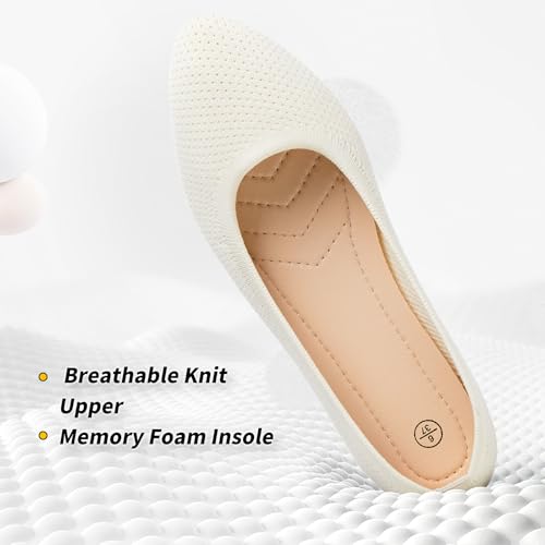 Image of BABUDOG Women's Mesh Flats Shoes Pointed-Toe Dress Shoes for Women Black Flats Comfortable Memory Foam Flats