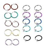 Ferbixo 12pcs Punk Clip on Fake Nose Lip Hoop Rings Earrings Body Piercing(Color Random)