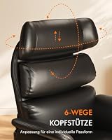 FLEXISPOT LunoX 2-in-1 Chefsessel Bürostuhl mit Fußstütze Schwarz – Ansicht 7