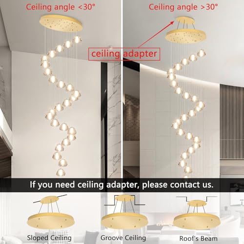 Image of 25-Lights Modern Chandeliers for High Ceiling Large Crystal Chandeliers LED Long Handing Light Fixture for Hallway Foyer Staircase 3000K