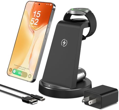 Wireless Charger for Samsung Charging Station: 3 in 1 Android Charger Stand for Samsung Galaxy Watch Ultra 8 7 6 5 Pro - Charging Dock S25 Ultra S24 S23 S22 S21 Note 20 Z Fold 6 - Galaxy Buds 3 Pro