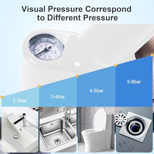 Image of Toilet Plunger - Plungers for Bathroom Heavy Duty, Powerful Toilet Snake for Unclogging Plunger with Real-Time Pressure Indicator Plungers for Washbasin, Floor, Kitchen Clogged (White)