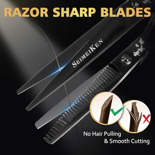 Hair Cutting Scissors Thinning Shears - 6.0 Inch Professional Hair Cutting Shears - Japanese 440C Stainless Steel Haircut Scissors - Convex Blade for Ultra-Sharp Smooth Cuts for Salon & Home Use - Image 5