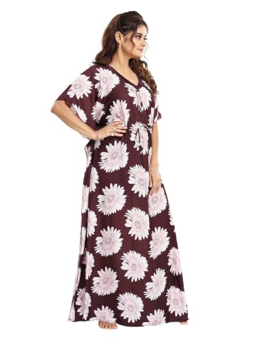 Image of Kaftan Printed Cotton Maxi Dress /Nighty /Nightdress for Ladies /Girls /Women | Free Size
