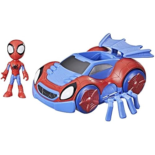 Spidey and His Amazing Friends Marvel Change 'N Go Web-Crawler and Spidey Action Figure, 2-in-1 Vehicle, 4-Inch , for Kids Ages 3 and Up