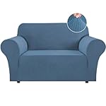 Flamingo P High Stretch Sofa Slipcover Non Slip Loveseat Covers for 2 Cushion Couch Washable Pet Furniture Protector Covers with Elastic Bottom, Thick Jacquard Fabric (Medium, Dusty Blue)