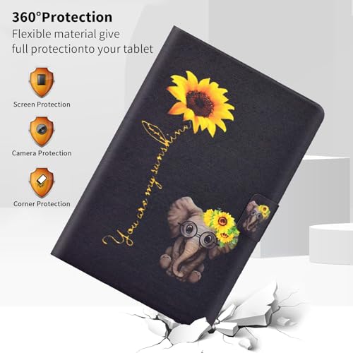 ONETHEFUL Case Compatible with Samsung Tab A9 Plus 11 Inch PU Leather Magnetic Stand Protective Shockproof Tablet Cover for Samsung Tab A9 Plus - Daisy Elephant - Image 4