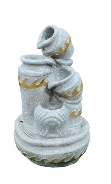 FOUNTAIN HUB Water Fountain Outdoor Big Size Garden Rustic Ceramic 3 Step Matki Pot Cascading Water Fountain with LED Lights Home Decoration use Pooja Decorative Indoor/Outdoor Decorative Fountain-image-26