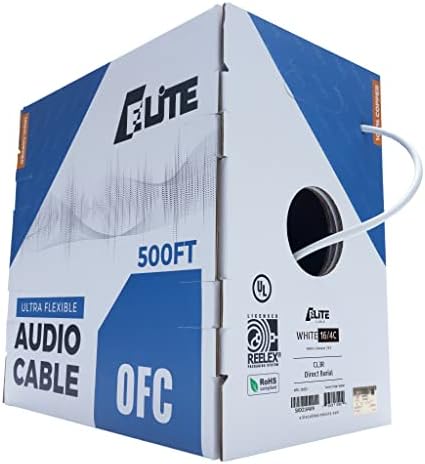 16/4 Audio Speaker Wire Cable, 16AWG/4-Conductor, UL Listed, CMR/CL3R, (Riser/in-Wall & Outdoor/In-Ground (Direct Burial)- 100% Oxygen Free Pure Bare Copper (OFC), 500ft Bulk Cable (65 Strands)