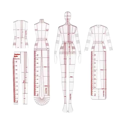 Colaxi 4Pcs Fashion Drawing Ruler Measuring Ruler Ruler Set Template Patterns for Dressmaking DIY Quilting Sewing Drafting Designers