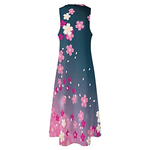 Vestido longo maxi feminino de verão casual solto elegante vestido longo sem mangas dividido feminin