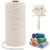 LEREATI Macrame Cord 4mm x100m, Thick Cotton Macrame Rope Yarn, Natural ...