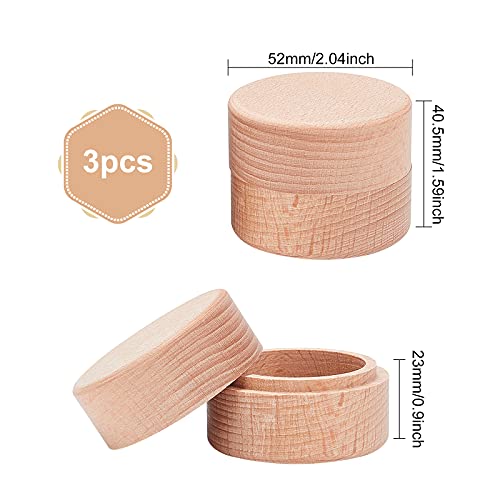 Fingerinspire 3Pcs 2X1.6 Inch Mini Round Wooden Box Small Storage Wooden Box Wedding Ring Jewelry Boxes Diy Storage Trinket Bearer Container Case Wood Ring Box For Proposal Wedding Ring Storage #TOP1