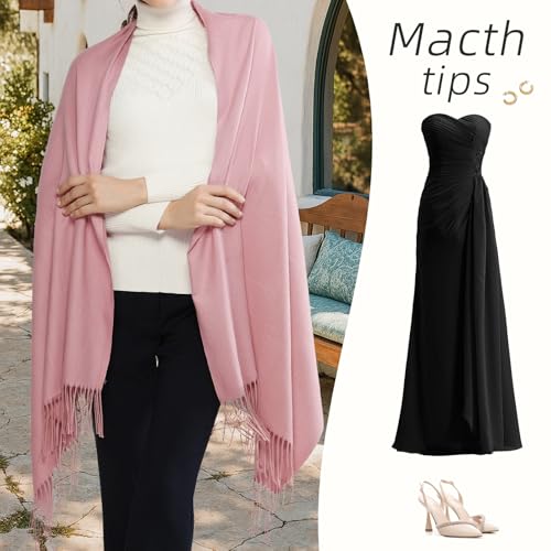 Image of RIIQIICHY Women's Fringe Shawl Wrap Pashmina Scarf for Wedding Evening