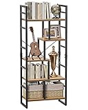 Pipishell 5-Tier Bookshelf, Tall Bookcase Storage Shelf Organizer with Steel Frame, Decorative Indus