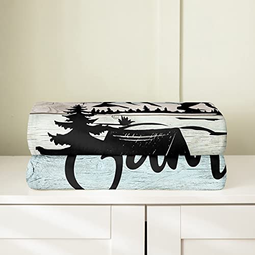 Erosebridal Camping Blanket For Kids Teens Adult,Happy Camping Throw Blanket,Rustic Farmhouse Fleece Blanket,Vintage Wooden Rv Flannel Blanket Farmhouse Living Room Decor,Throw 50X60 Size #TOP16