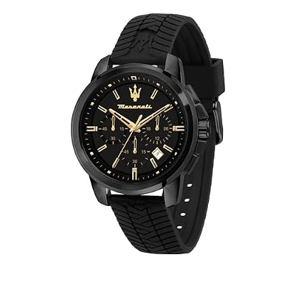 Maserati Orologio da uomo, Collezione Successo, in Acciaio, Cinturino in Silicone, Nero, 44 mm, Regalo Uomo - R8871621011