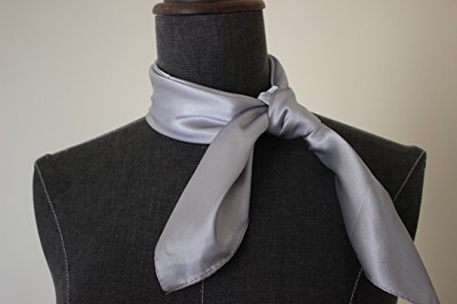 Silk square scarf pure color head scarf blend neckerchief (silver)3