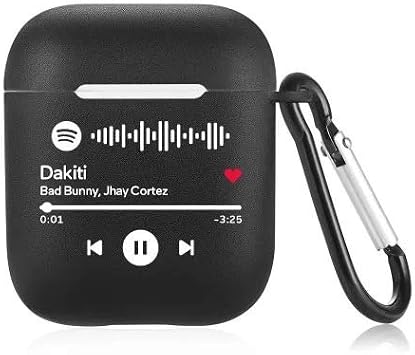 Custom Airpod Case for Women Men Scannable Spotify Code Cute Airpod Case 2&1 Funny Cool Case Cover Skin Personalized Silicone Protective Cover, Black Apple Airpod Case Birthday Valentines Day Gift