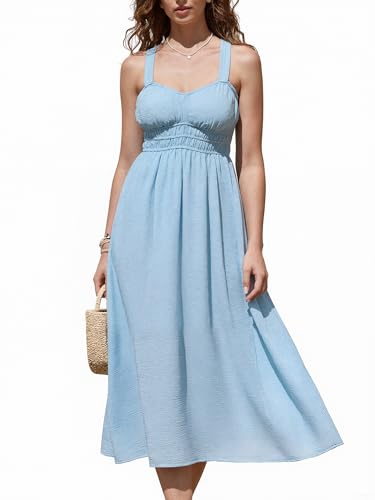 Robe midi pour femme col en V Allegra K sans manches et dos nu pour l'été