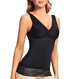 💓Sexy Spitzen V-Ausschnitt — Der tiefe V-Ausschnitt unseres Shapewear Tank Top zeigt auf natürlich Ihre bezaubernde Körperkurve in einer Sekunde, ohne Ihren Körper zu viele freizulegen. Auch die 1,2 cm Schulterträger erleichtern die Anpassung der Länge des Spitzen Träger Top, das für jeden Körpertyp geeignet ist.