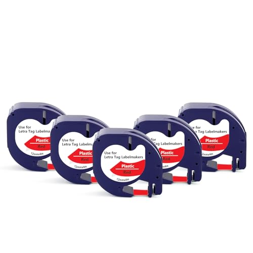 Image of UNOKA 5X Compatible for Dymo LetraTag Label Tape Red Plastic 91203 S0721630