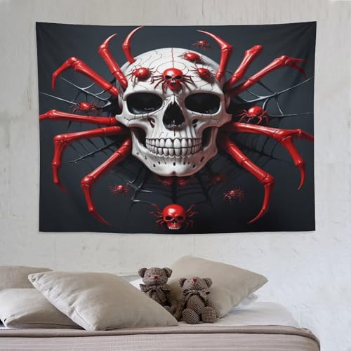 Tapisserie araignée skull 150x200cm pour déco murale de salon