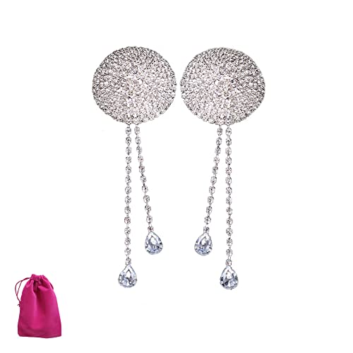 Sexy Rhinestone Nipple Cover Pasties Sticker Tassel Breast Patch Invisible Sticky Necklace For Lady Women Golden With Bag #TOP5