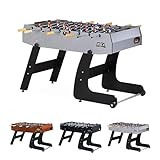 KICK Monarch 48' Folding Foosball Table (Gray) – Compact Indoor Foldable Fuseball Table for Adults & Kids – 2 Foosballs, Chrome Rods, Slide Scorers, Rolling Wheels