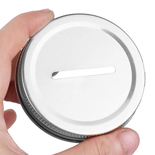 Chictry 8Pcs Coin Slot Bank Lid Inserts Stainless Steel Polished Rust Resistant Mason Jar Canning Jars Lid Change Bill Storage Jars Lid Silver 70Mm #TOP3