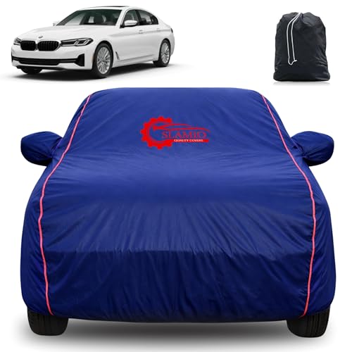 Image of 100% Waterproof Car Cover for BMW 5 Series | All-Weather, Dustproof & UV Protection | Heavy-Duty 3-Layer Fabric | Custom Fit with Mirror & Antenna Pocket | Navy Blue