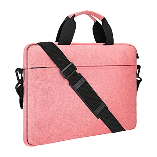 YINHANG Bolso Bandolera Portátil 14 Pulgadas Funda Ordenador Compatible con 14" Chromebook Notebook 15" MacBook Pro A1707/1990 Surface Laptop 3/4/5, Impermeable Laptop Sleeve con Asa Bolsillo, Rosa Cover