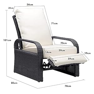 ATR ART TO REAL Outdoor Recliner, Outdoor Wicker Recliner Chair with 5.12'' Thickness Cushions, Automatic Adjustable Rattan Patio Chaise Lounge Chairs, Aluminum Frame, UV Protected and Rustless ATR ART TO REAL Outdoor Recliner Outdoor Wicker Recliner Chair with 512 Thickness Cushions Automatic Adjustable Rattan Patio Chaise Lounge Chairs Aluminum Frame UV Protected and Rustless