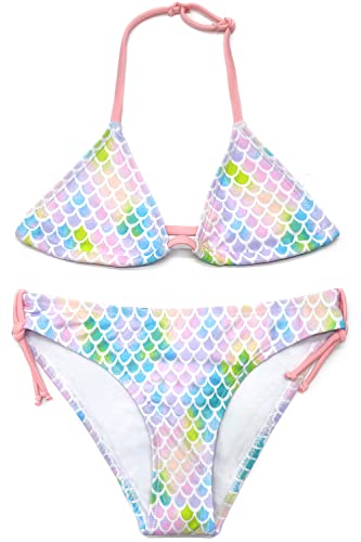 Image of SHEKINI Girls Swimwear Halter Triangle Bikini Set Ruffled Hawaii Beach Sport Two Piece Swimsuits